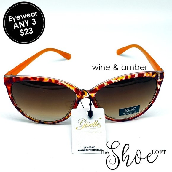Oversized Amber & Wine Cat Eye Sunglasses